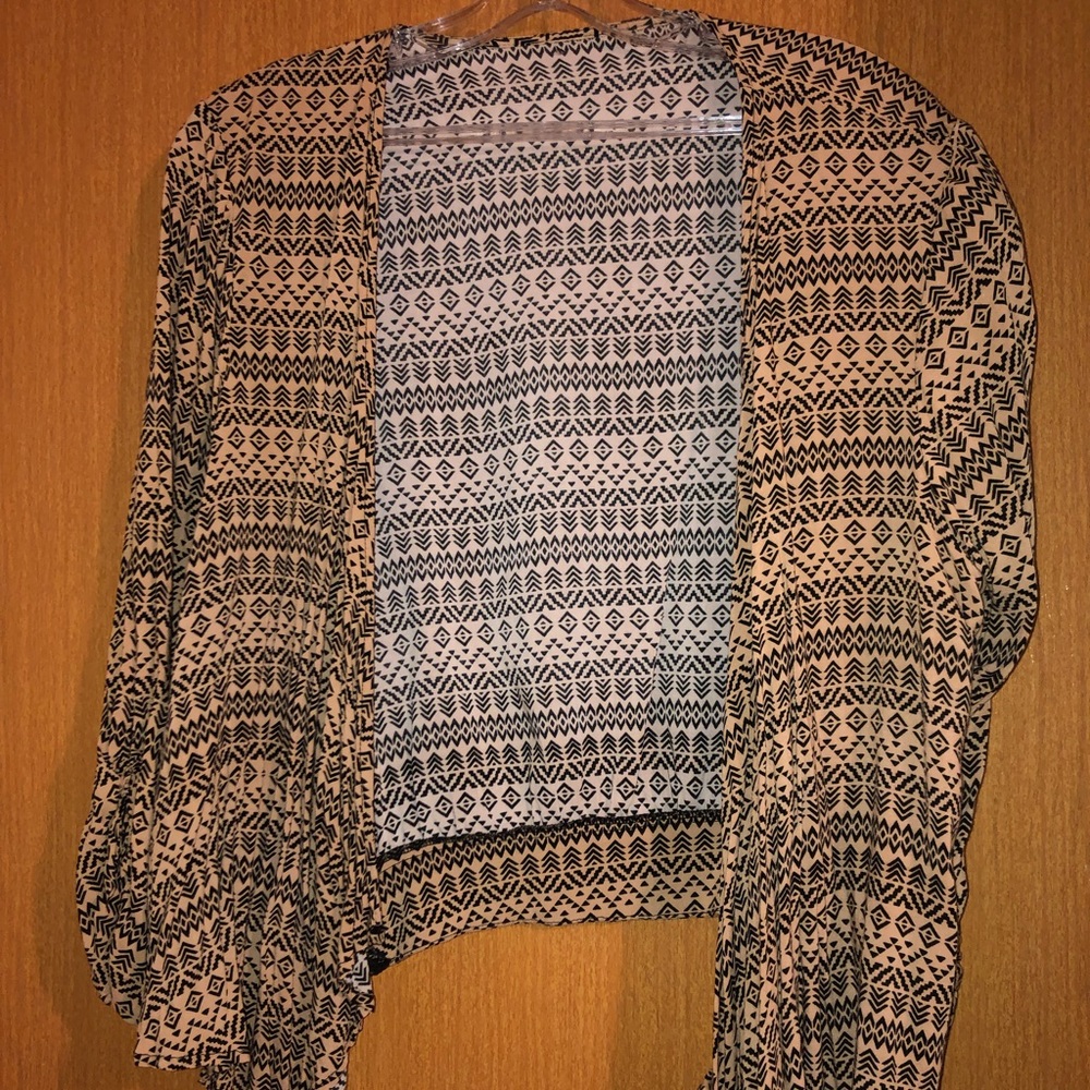 Tan & Black Maurice’s Lightweight Cardigan Over Piece Coverup Size 2